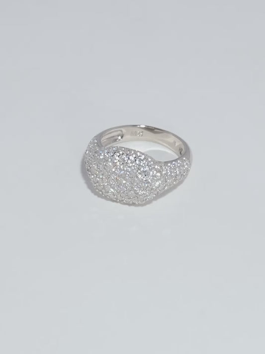 S925 pure silver star-shaped full-diamond oval ring