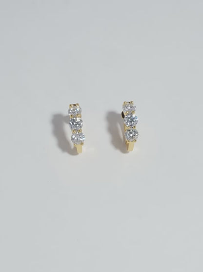 S925 pure silver round diamond classic simple ear loop