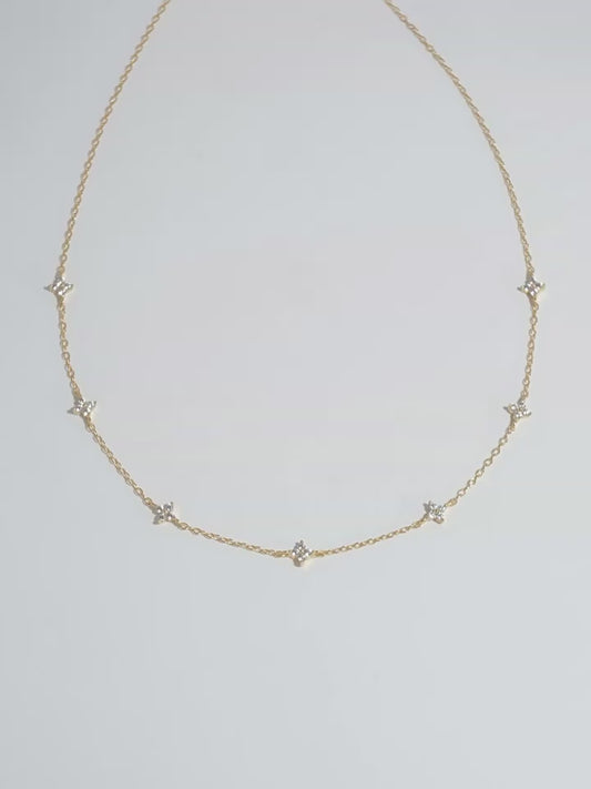 S925 pure silver mini four-leaf clover diamond necklace