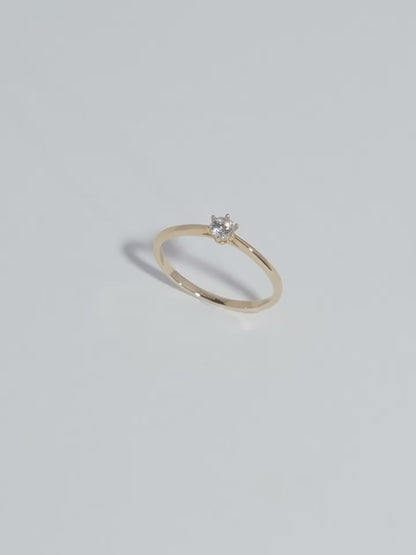 Pure 14k gold mini six-prong set diamond ring